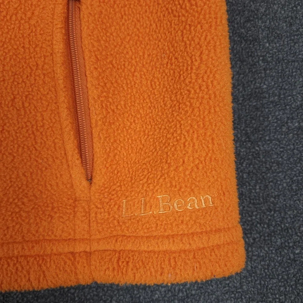 LL Bean Fleece Vest‎ Orange Full Zip Pockets Men's Size S Regular Outdoor